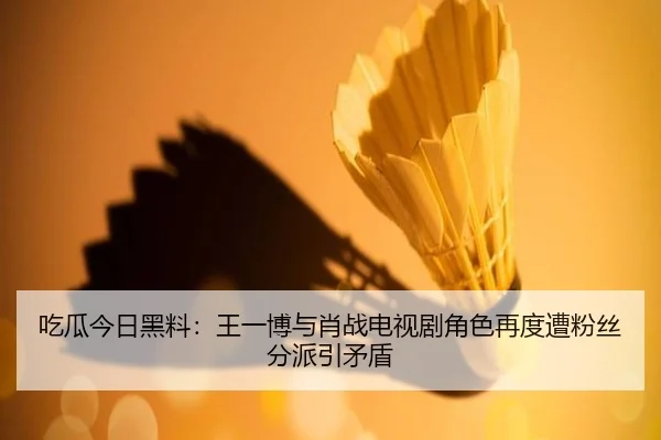 吃瓜今日黑料：王一博与肖战电视剧角色再度遭粉丝分派引矛盾